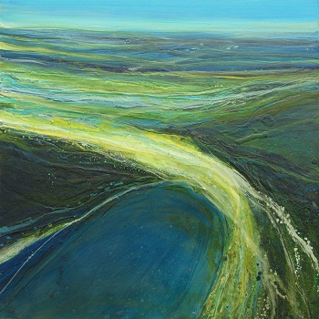 Coastal Aerial View by Alison McGill, Oil and wax on board